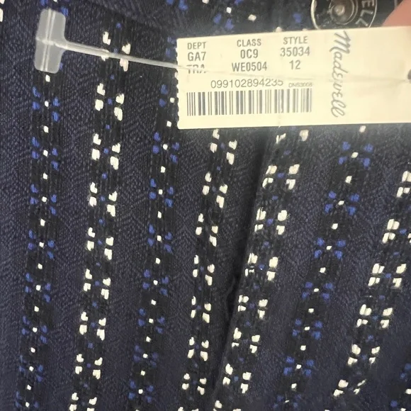Brand New Madewell Size 10 Embroidered Straight Pants blue and white - Picture 4 of 6